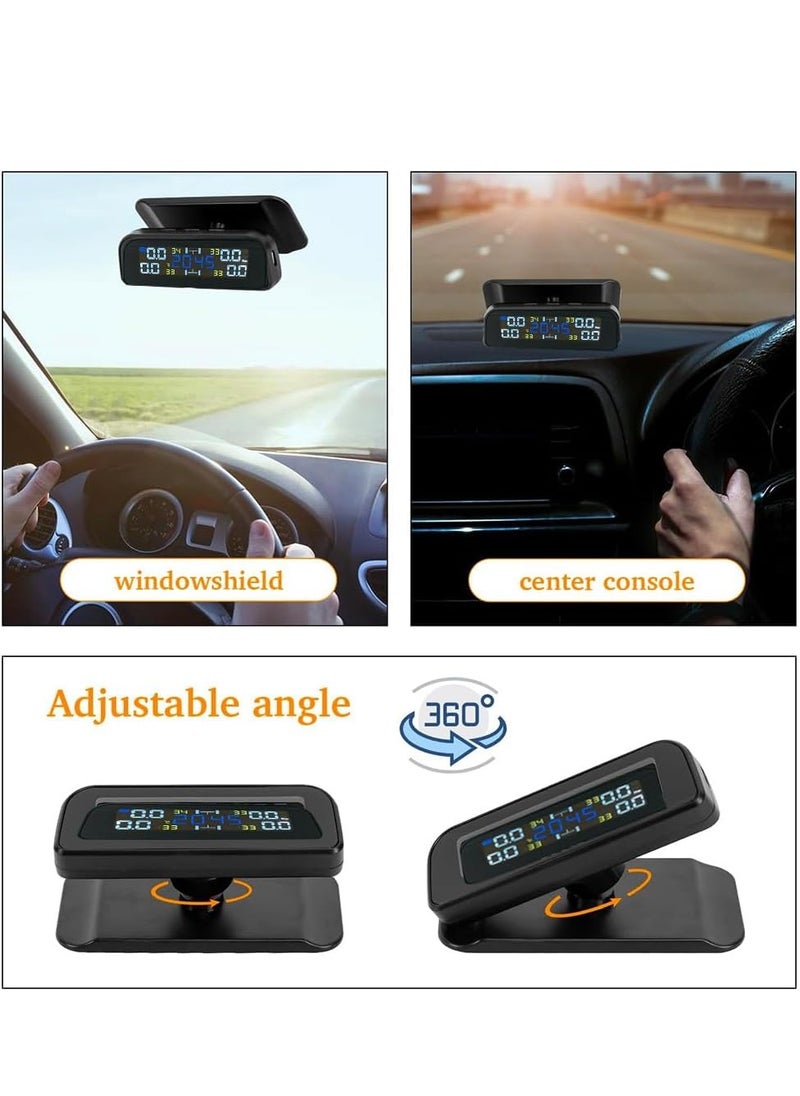 RATSAW - Auto Tire Pressure Monitor Sensor Wireless Tire Pressure Monitoring System Solar TPMS Tire Pressure Monitor Installed on Windowshield LCD Display Real Time Display Temperature Pressure for Car - Image 1