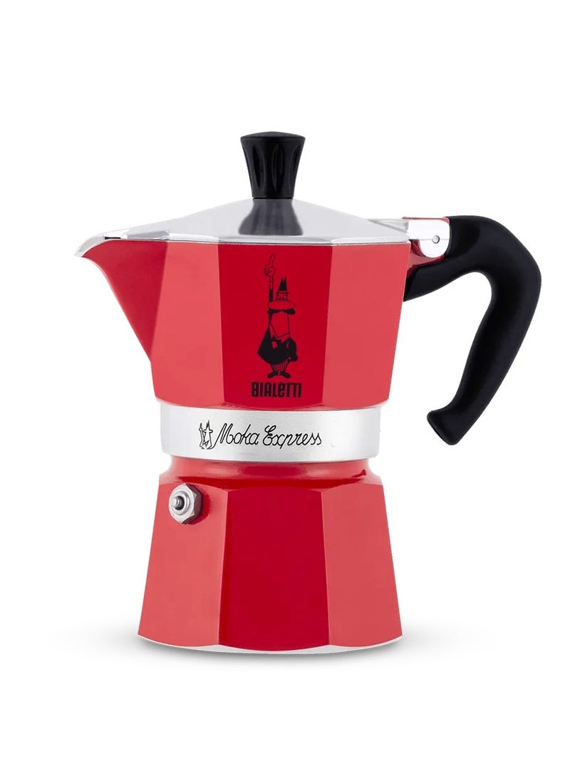 BIALeTTI Moka Express Stove Top Espresso Maker, Makes Real Italian Coffee, Moka Pot, Capacity - 3 Cups, Color -Red  - Image 1