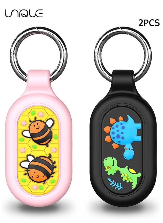 Unique 2 Pack - for Samsung Galaxy SmartTag 2 Case - Waterproof Full Protective Silicone Case Anti-Lost Scratch Resistant Protective Cover for Galaxy SmartTag 2 Case for Keys Pets Luggage Wallet (Black+Pink) - Image 1