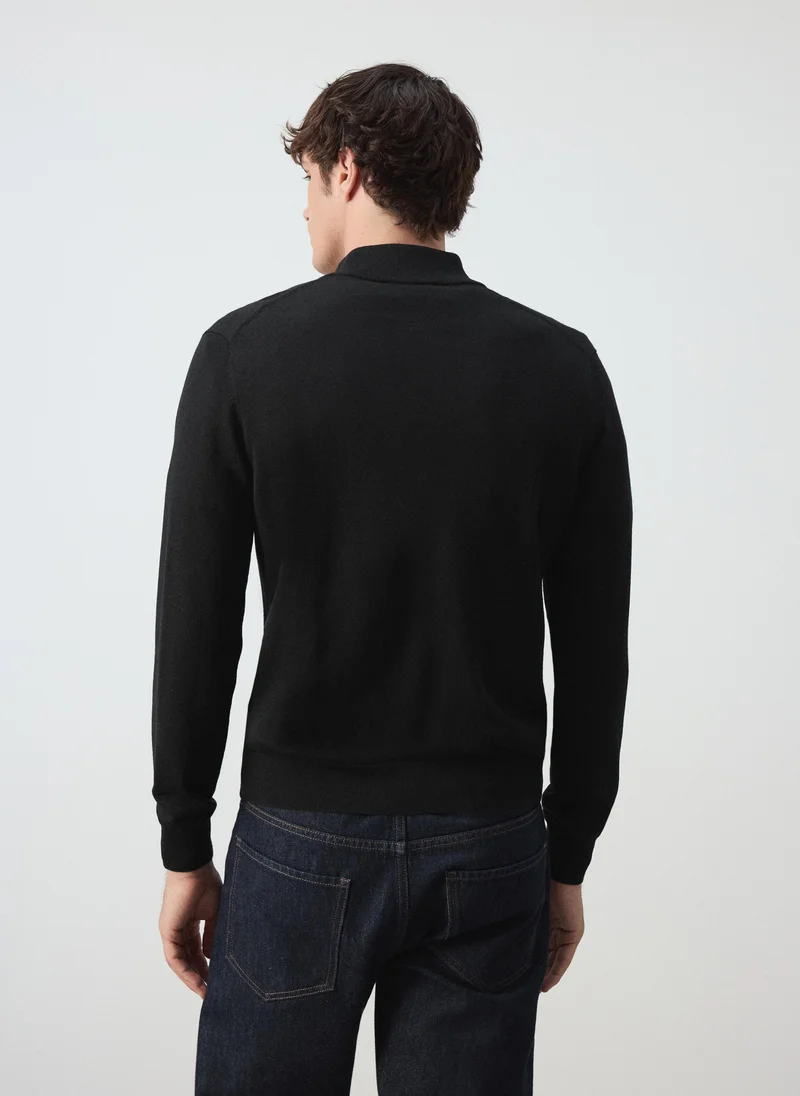 مانجو مان 100% merino wool sweater with zip-neck