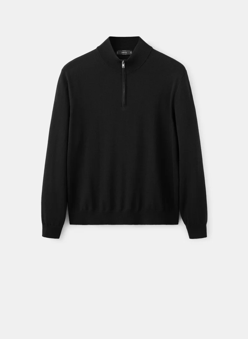 Mango Man  100% merino wool sweater with zip-neck for Men | Best Price UAE