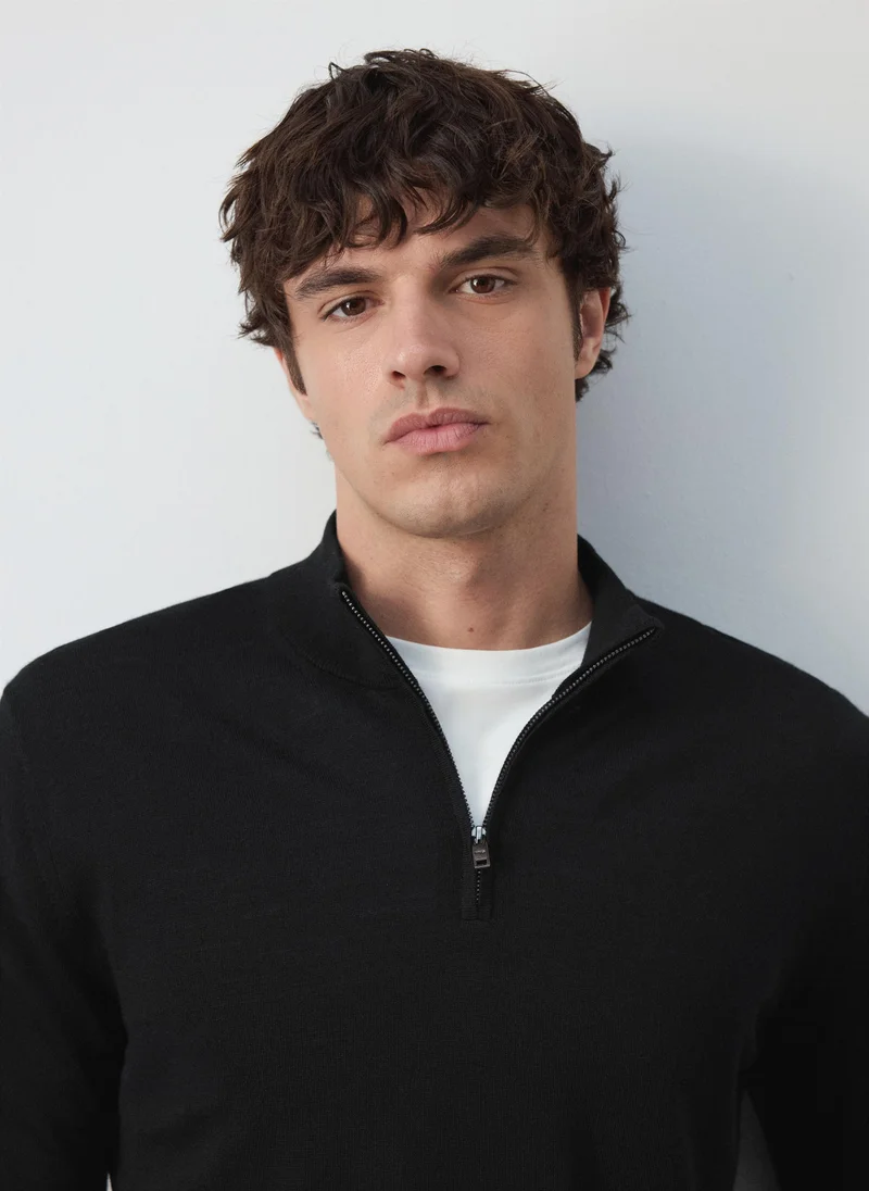 Mango Man  100% merino wool sweater with zip-neck for Men | Best Price UAE