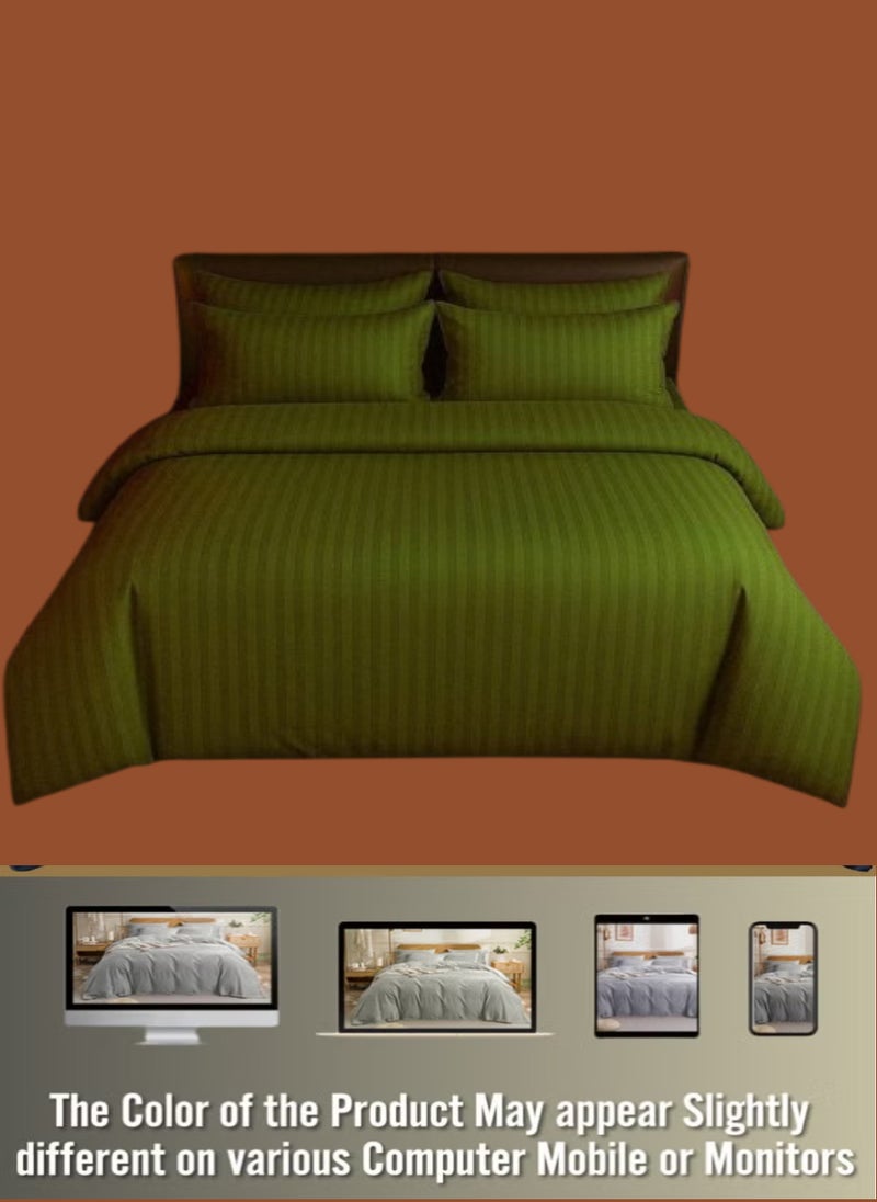 REDTOMMY طقم أغطية سرير دوفية من 4 قطع بحجم مفرد - غطاء دوفية (150x200 سم)، ملاءة مشدودة (120x200+20 سم) و 2 غطاء وسادة (53x75 سم)، اللون - زيتوني - Image 3