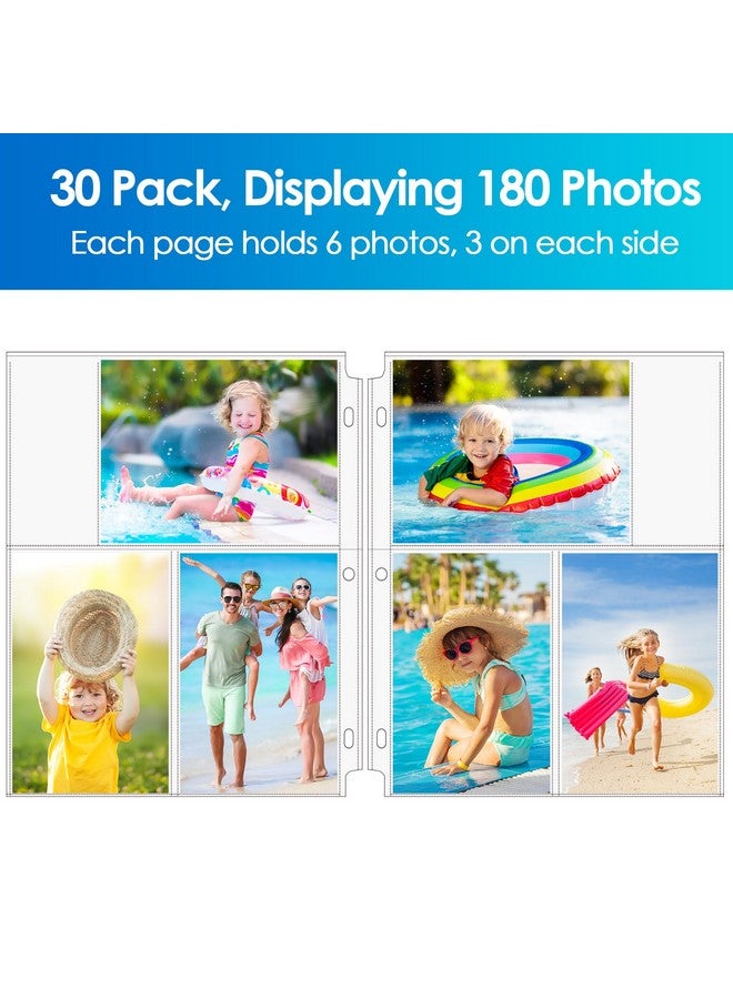 MaxGear 30 Pack Photo Sleeves for 3 Ring Binder - (4x6, for 180 Photos)，Archival Photo Pages Photo Album Refill Pages Photo Sheet Protector Page Protectors 8.5 x 11, Each Page Holds Six 4x6 Pictures - Image 2