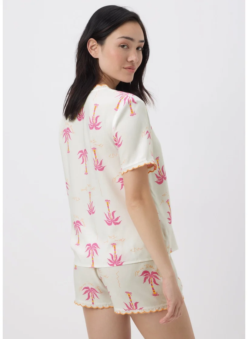 Matalan Multicolour Palm Tree Scallop Edge Pyjama Set