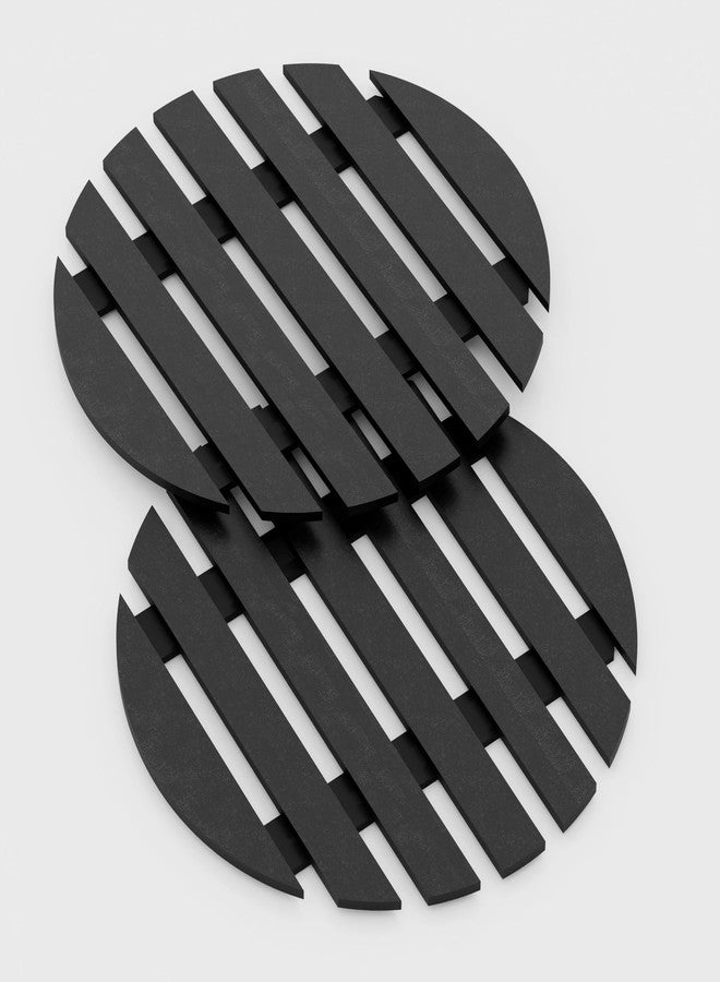 Picrazee Wooden Trivet Table Mats, Non-Slip, Pans Pot Holder Placemat for Bowl Dishes at Dining Table (2 Round Trivets) - Image 2