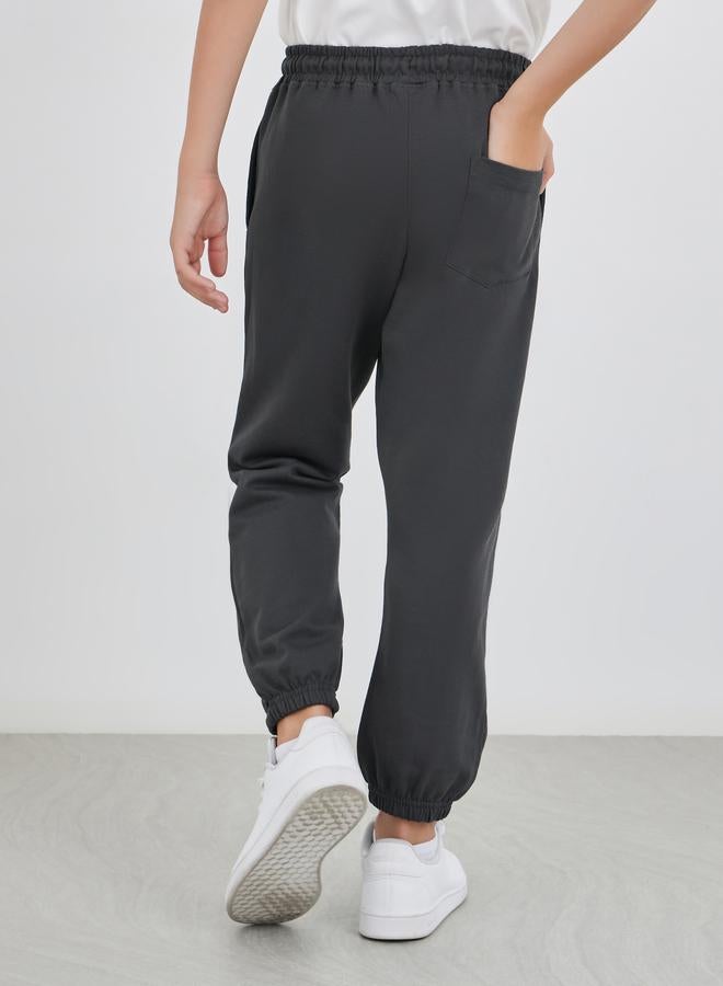 Styli Charcoal Solid Cuffed Joggers with Slip Pockets - Image 4