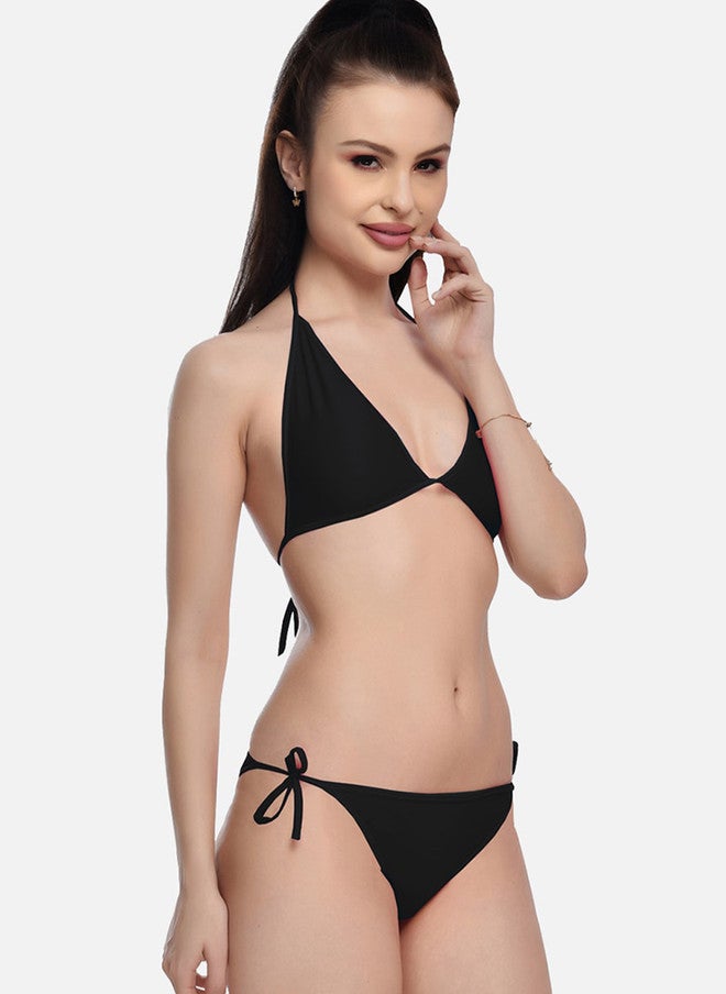 FIMS Women Black & Purple Pack Of 3 Solid Bikini Set - Image 3