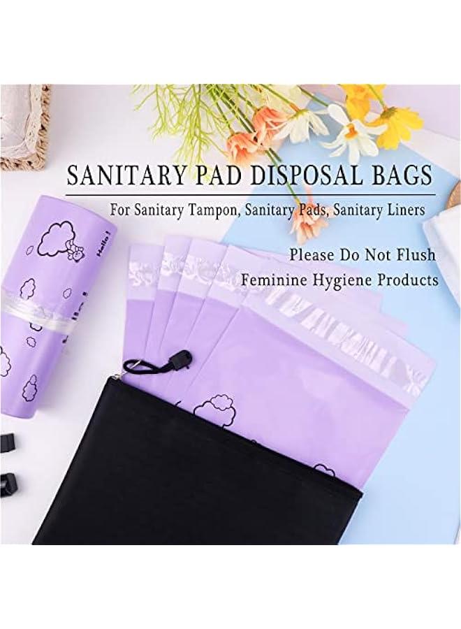 Arabest Purple Opaque Feminine Hygiene Disposal Bags - Pack of 100, 7x12inches, Suitable for Tampons and Sanitary Liners - Includes Storage Bag  - Image 2