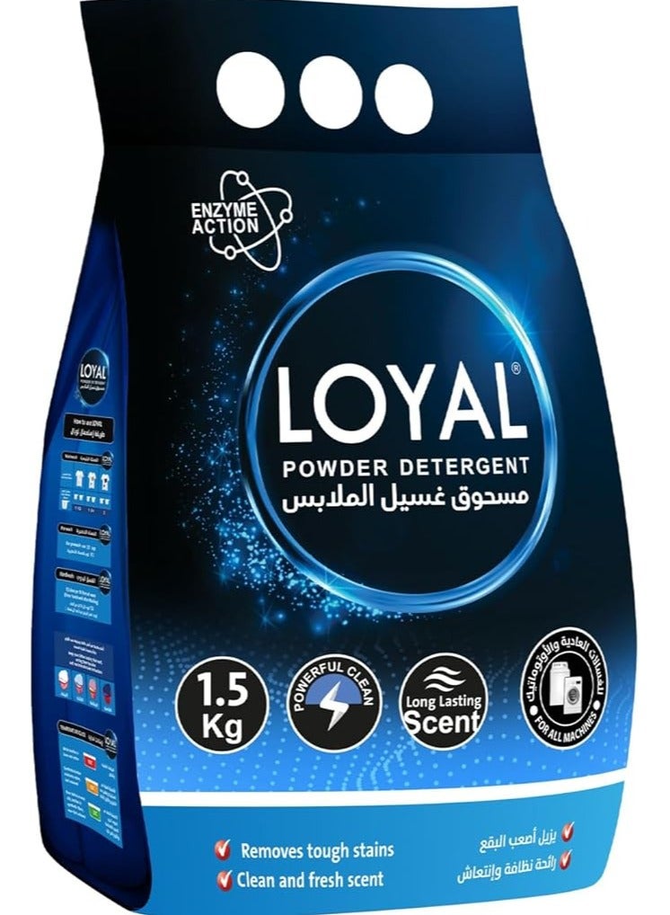 loyal Loyal Powerful Clean Powder Detergent with Long-Lasting Scent and Enzyme Action, Remove Tough Stains, Fresh and Clean Scent (1.5kg)  - Image 1