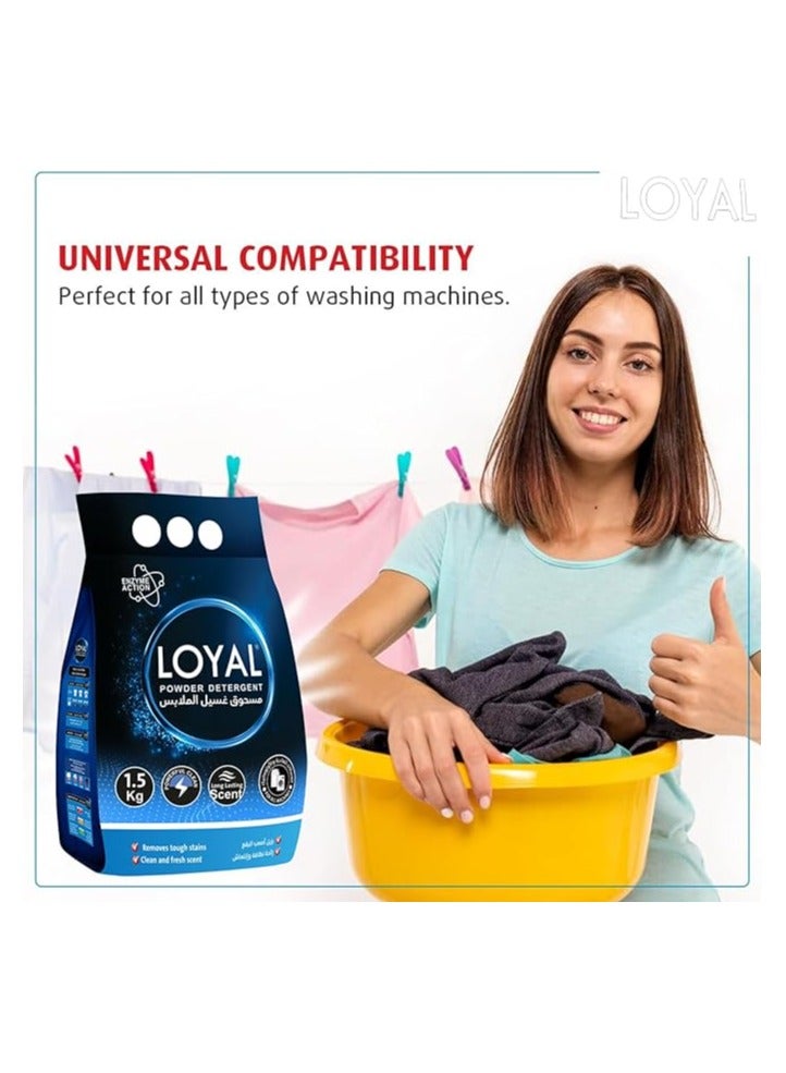 loyal Loyal Powerful Clean Powder Detergent with Long-Lasting Scent and Enzyme Action, Remove Tough Stains, Fresh and Clean Scent (1.5kg)  - Image 3