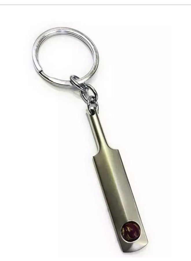 Generic Silverline Premium Metal Cricket Bat Keychain - Metallic (Pack Of 1) - Image 1
