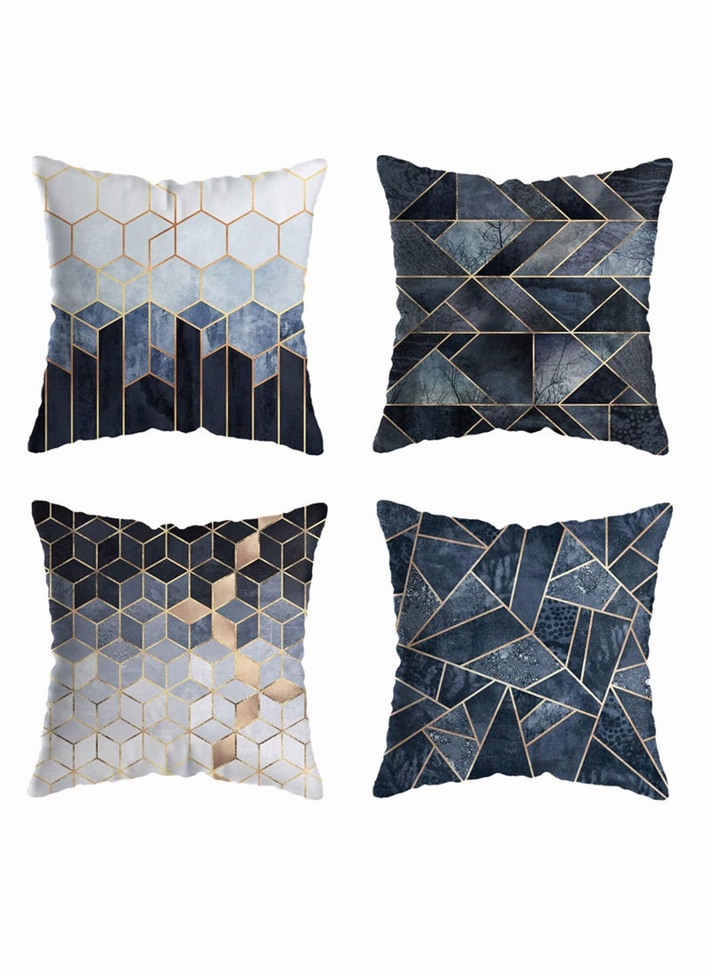 Y&D Marble Geometric Pillow Covers, SYOSI Colorful Gradient Throw Covers Square Cushion Case Soft Pillowcases, 18x18 inch for Home Decor Set of 4 Sofa Couch Car Bedroom Indoor  - Image 1