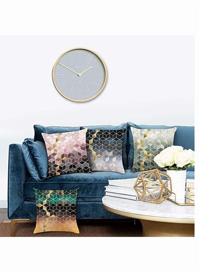 Y&D Marble Geometric Pillow Covers, SYOSI Colorful Gradient Throw Covers Square Cushion Case Soft Pillowcases, 18x18 inch for Home Decor Set of 4 Sofa Couch Car Bedroom Indoor  - Image 2
