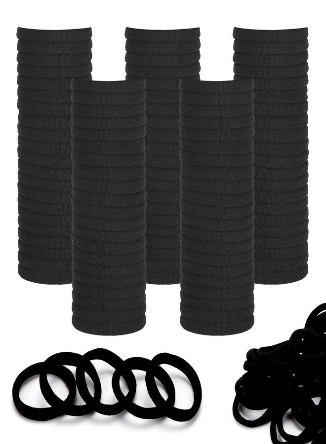 acDesign 200PCS Black Hair Ties for Women, Cotton Seamless Hair Bands, Soft Nylon Ponytail Holders, No Damage Hair Elastics for Women - Image 1