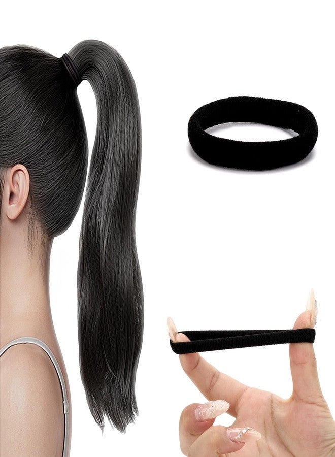 acDesign 200PCS Black Hair Ties for Women, Cotton Seamless Hair Bands, Soft Nylon Ponytail Holders, No Damage Hair Elastics for Women - Image 3