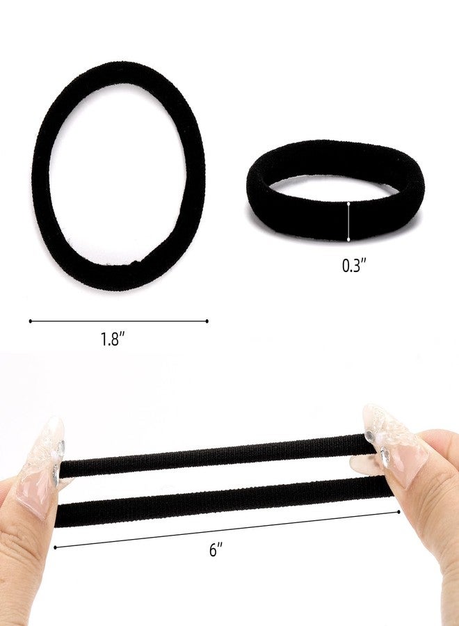 acDesign 200PCS Black Hair Ties for Women, Cotton Seamless Hair Bands, Soft Nylon Ponytail Holders, No Damage Hair Elastics for Women - Image 2