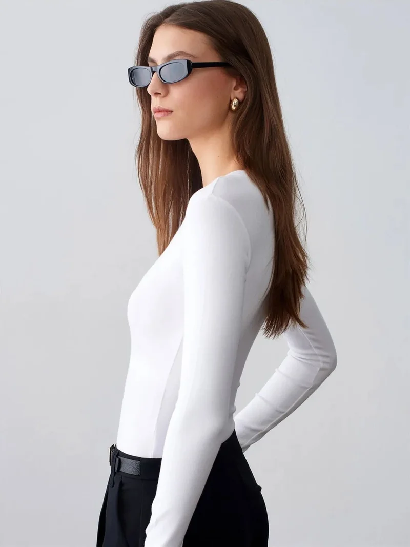 ديلفين Dilvin Slim Fit Crew Neck Jersey Bodysuit