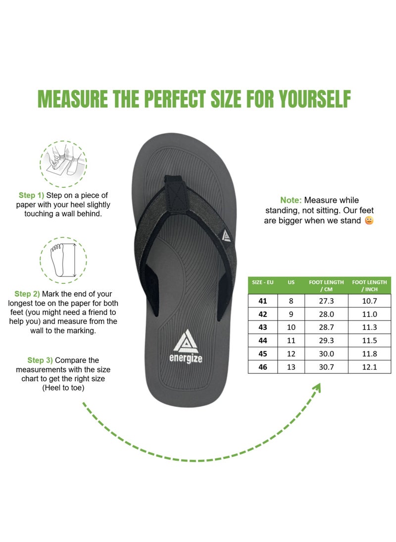 Energize Men's EVA Flip Flop Beach Slippers: Classic, Ultimate Comfort & Support For Indoor & Outdoor Wear, Reduce Foot & Heel Pain, Lightweight, Improves Posture  - Image 5