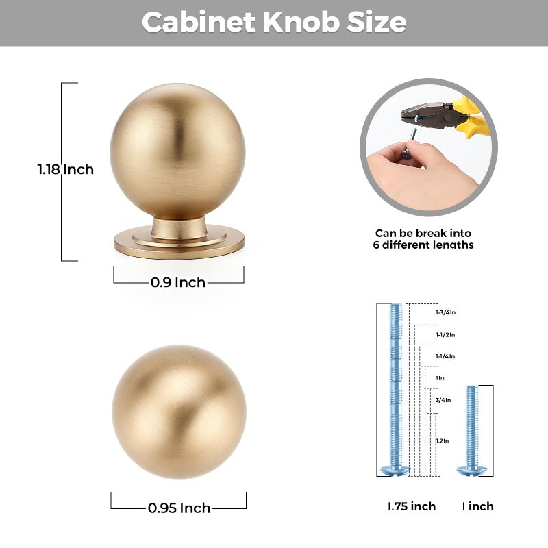 Ravinte Decor 12 Pack Champagne Bronze Cabinet Knobs, Round Dresser Knobs, Ball Kitchen Cabinet Hardware, 0.95" Diameter - Image 3