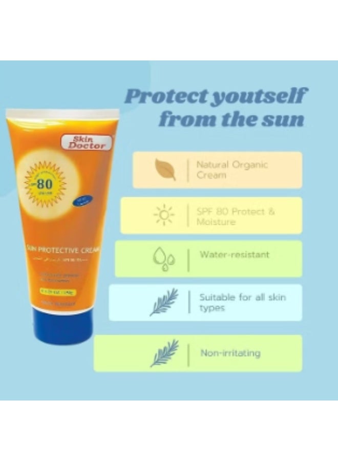 Skin Doctor Sun Protective Cream SPF 80 150 g For All Face Types Moisturizing Sunscreen Brightening UV Protection - Image 2