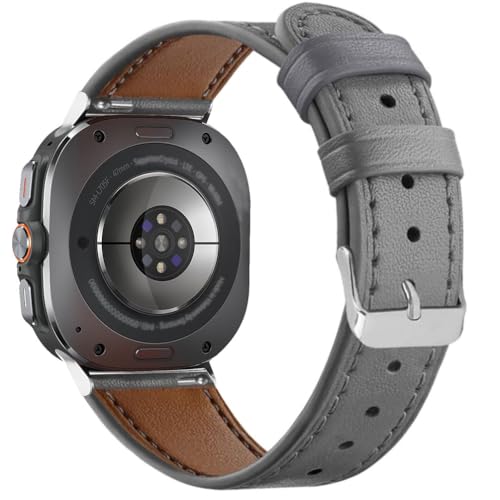 Sankel Compatible for Samsung Galaxy Watch 8 40mm 44mm/8 Classic 46mm Bands Leather, Women Men Genuine Leather Sport Replacement Strap Adjustable Wristbands Band for Galaxy Watch 8/8 Classic (Gray) - Image 3