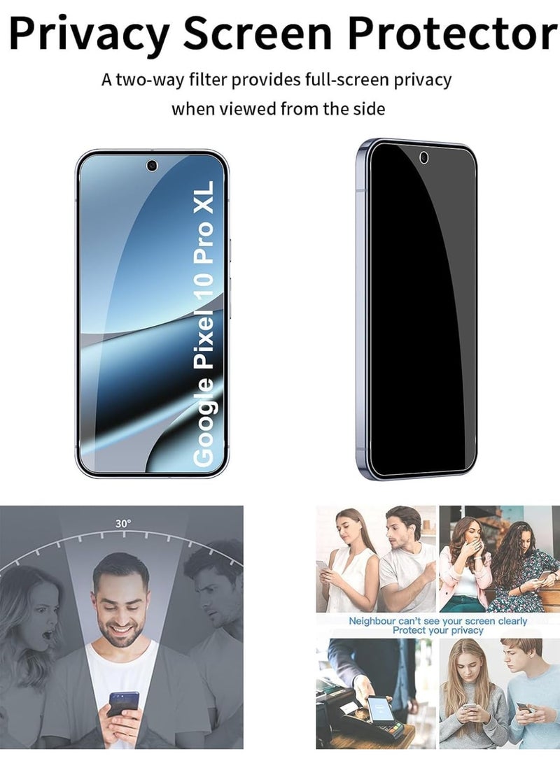 Muzz [2 Pack] Privacy Screen Protector for Google Pixel 10 Pro XL, Anti-Spy 9H Tempered Glass, Full Coverage, Scratch Resistant,28 ° Full Screen Anti-peeping (Google Pixel 10 Pro XL) - Image 4