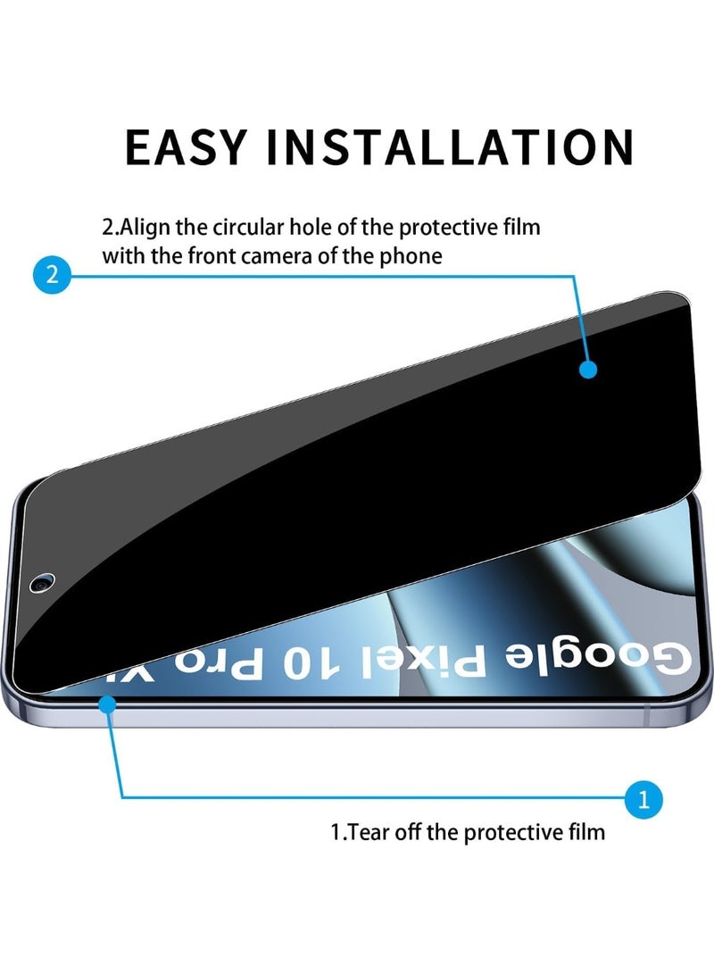 Muzz [2 Pack] Privacy Screen Protector for Google Pixel 10 Pro XL, Anti-Spy 9H Tempered Glass, Full Coverage, Scratch Resistant,28 ° Full Screen Anti-peeping (Google Pixel 10 Pro XL) - Image 2