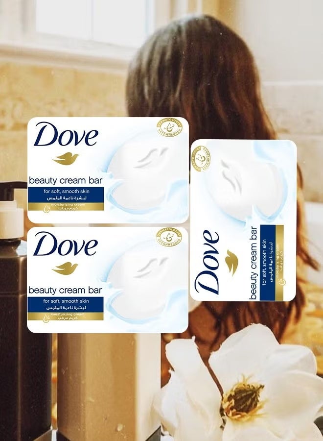 Dove 3 Pieces Beauty Moisturizing Soap Cream Bar For Soft Smooth Skin 125 Grams - Image 1