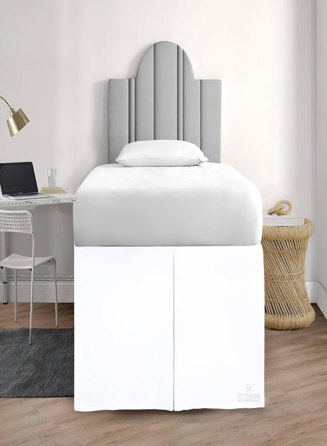 SGI bedding تنورة سرير SGI لغرفة النوم - طول 32 بوصة - أبيض، نمط مطوي لسرير غرفة النوم الجامعية - زاوية مقسومة، سهل العناية، خالي من التجاعيد من الألياف الدقيقة - Image 2