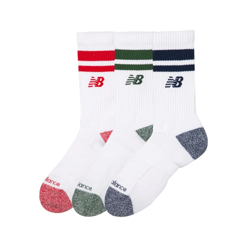 New Balance Team Red Unisex Active Premium Stripe Crew Socks 3 Pack  | Best Price UAE
