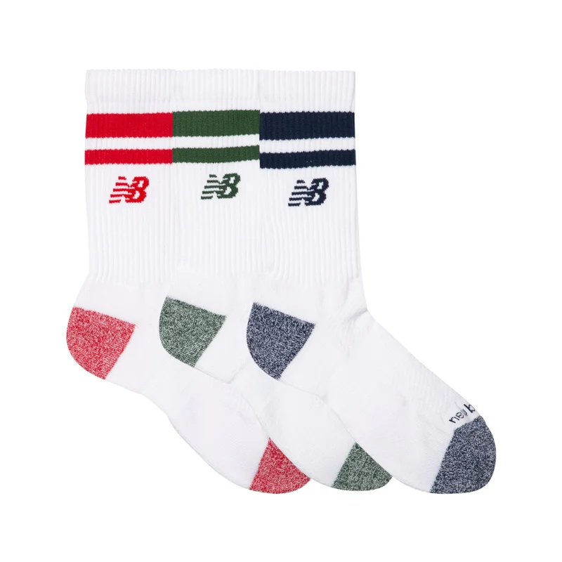 New Balance Team Red Unisex Active Premium Stripe Crew Socks 3 Pack  | Best Price UAE