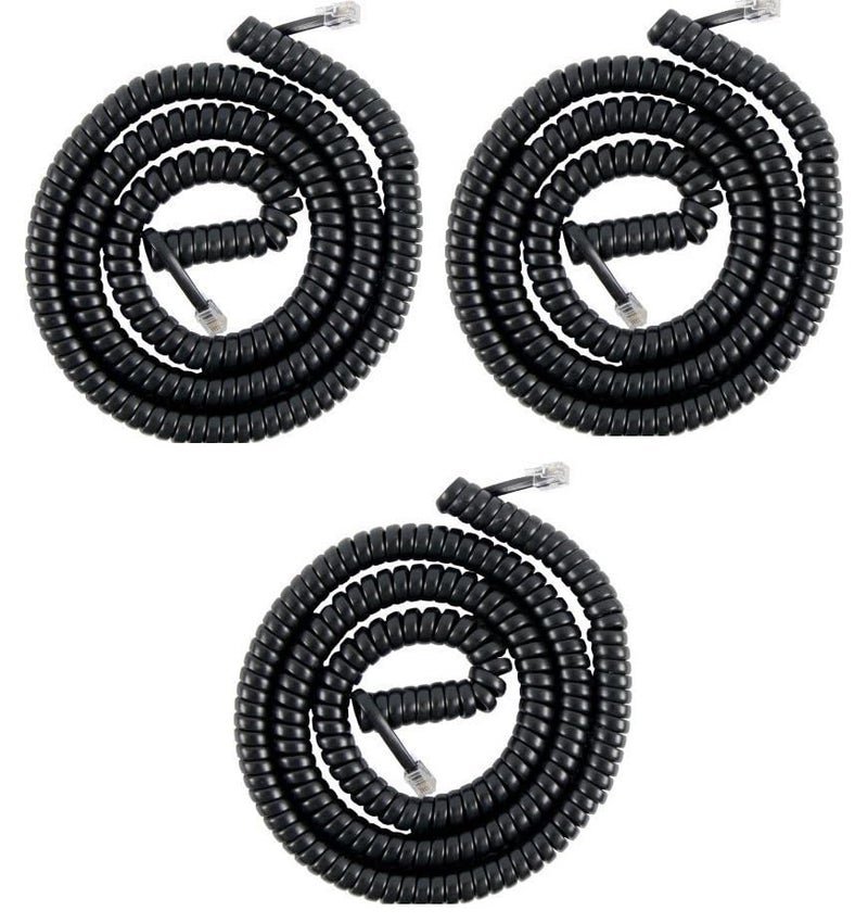 RIVER FOX ® THE PUJARA Telephone Handset Cable,Phone receiver cable Coil Cord, RJ11 Cable,Landline Phone handset Spiral wire,Black, 3 Pack - Image 1