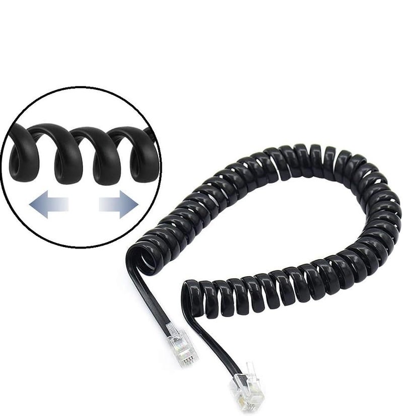 RIVER FOX ® THE PUJARA Telephone Handset Cable,Phone receiver cable Coil Cord, RJ11 Cable,Landline Phone handset Spiral wire,Black, 3 Pack - Image 2