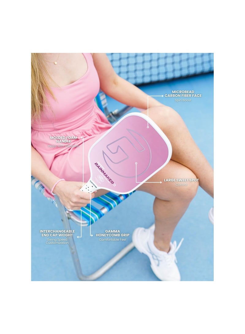Gamma GAMMA Rainmaker Pickleball Paddle – Lightweight, Large Sweet Spot, Microbead Carbon Fiber Face for Spin & Control, Customizable Swing Weight – Available in 6 Colors  - Image 2