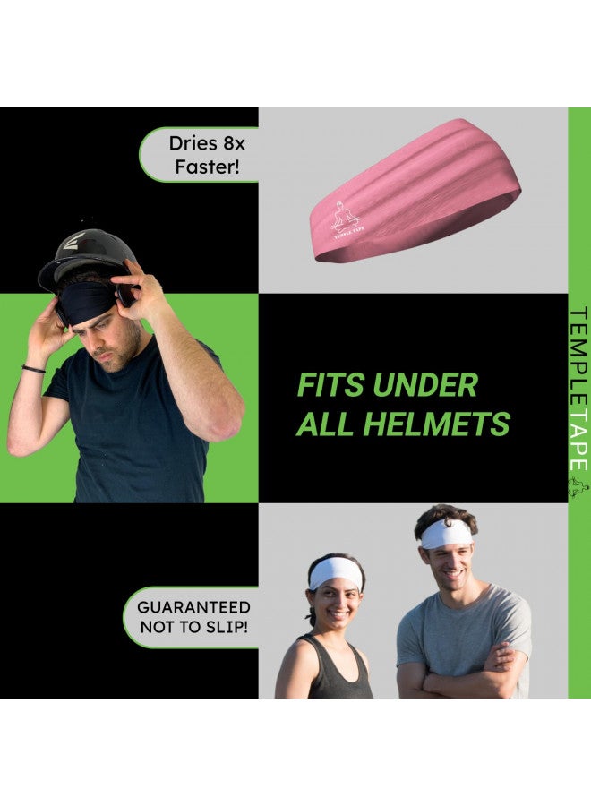 Temple Tape, Value 2-Pack, Mens Headband - Guys Sports Headbands Moisture Wicking Workout Sweatbands for Running, Cross Training, Skiing and Bike Helmet Friendly - 1-Black & 1-Gray Sweatband - Image 3