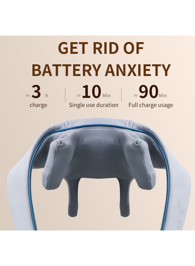 إسكدنيا Electrical Shiatsu Shoulder and Neck Massager Infrared Heated  Electric Acupressure Back Massager Shawl Trapezius Muscle Relaxation Deep Kneading Massage Pillow Free Hands for Office Home Car (Grey) - Image 3