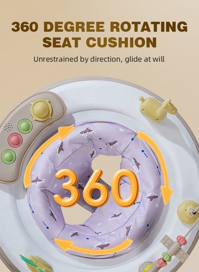 Soft Touch Baby Walker with Wheels Baby Round Walker With 5 Adjustable Height Musical Toy 360 Degree Swivel Seat Detachable Toys Infant Walker with Floor Mats for 6-18 Months Boys and Girls  - Image 5