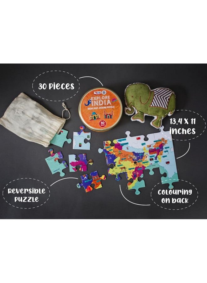 COCOMOCO KIDS India Map Jigsaw Puzzle For Kids 30 Pieces - 5 Pcs Combo Pack For Birthday Return Gifts - Reversible Puzzle With States, Educational Toy For 2-7 Years - Image 2