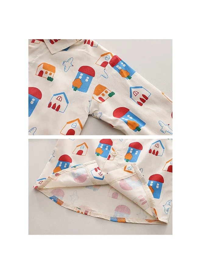 LITTLE SURPRISE BOX 3pcs Green Village Theme CardiganShirt and matching Pants set for Toddlers and Kidswinter and all season wear