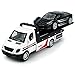 Metanyl Flatbed Truck Toy Rescue Tow Truck Transport Trailer Car Carrier Metal Diecast Pull Back Vehicles 2 in 1 Vehicle Playset Toy Trucks for Boys Kids Toddlers Birthday Gifts for Age 3 4 5 6 White - Image 2