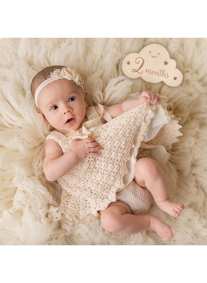 CheeseandU 8Pcs Wooden Milestone Cloud Signs Wooden Monthly Milestone Photo Cards Baby Growth Cards Pregnancy Journey Milestone Markers for Baby Shower & Photo Props (Cloud Cards) - Image 3