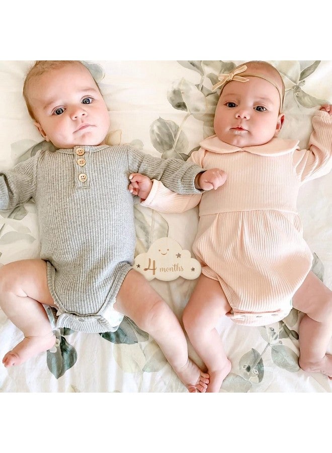 CheeseandU 8Pcs Wooden Milestone Cloud Signs Wooden Monthly Milestone Photo Cards Baby Growth Cards Pregnancy Journey Milestone Markers for Baby Shower & Photo Props (Cloud Cards) - Image 5