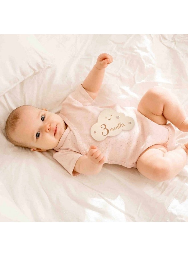 CheeseandU 8Pcs Wooden Milestone Cloud Signs Wooden Monthly Milestone Photo Cards Baby Growth Cards Pregnancy Journey Milestone Markers for Baby Shower & Photo Props (Cloud Cards) - Image 4