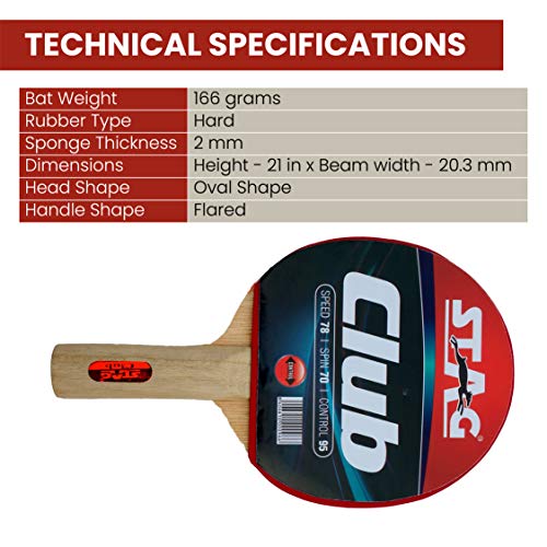 STAG Beginner ITTF Approved Rubber Club Table Tennis Racquet, 166 grams, Multicolour - Image 3