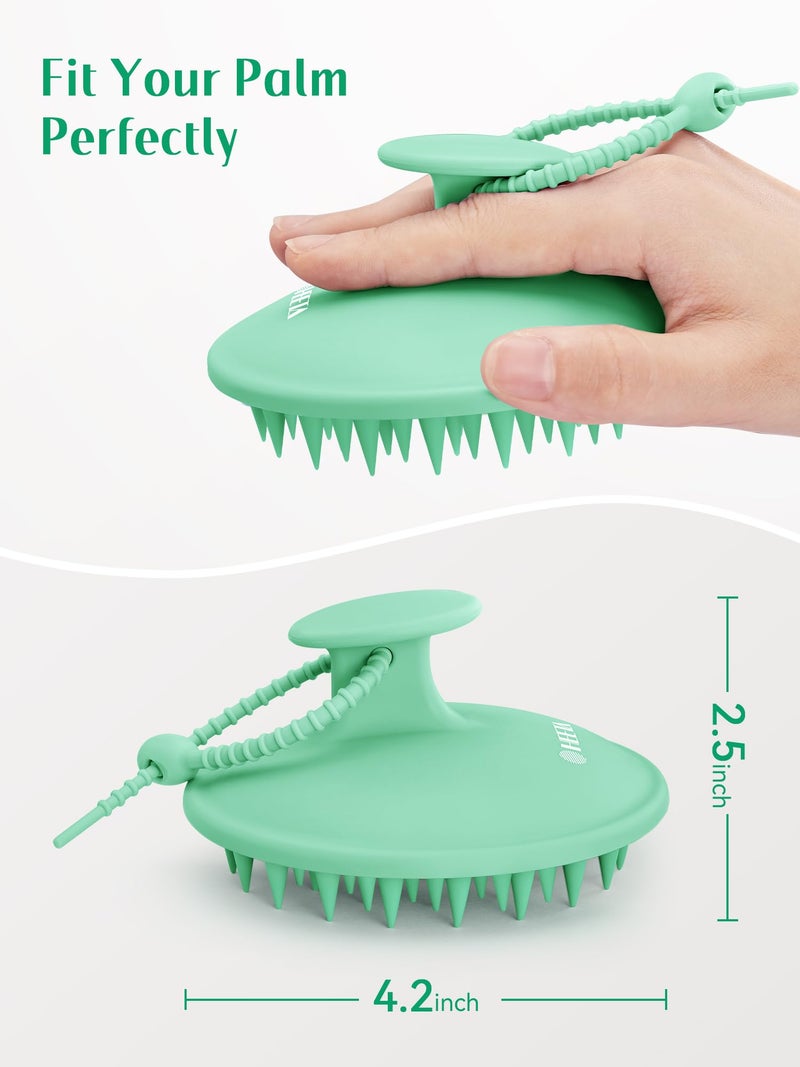 HEETA Scalp Massager Shampoo Brush with Silicone Bristles for Dandruff Removal Scalp Care & Hair Growth, Scalp Scrubber for All Hair Types, Head Massager Stress Relax, Upgraded Large Design,Green - Image 2