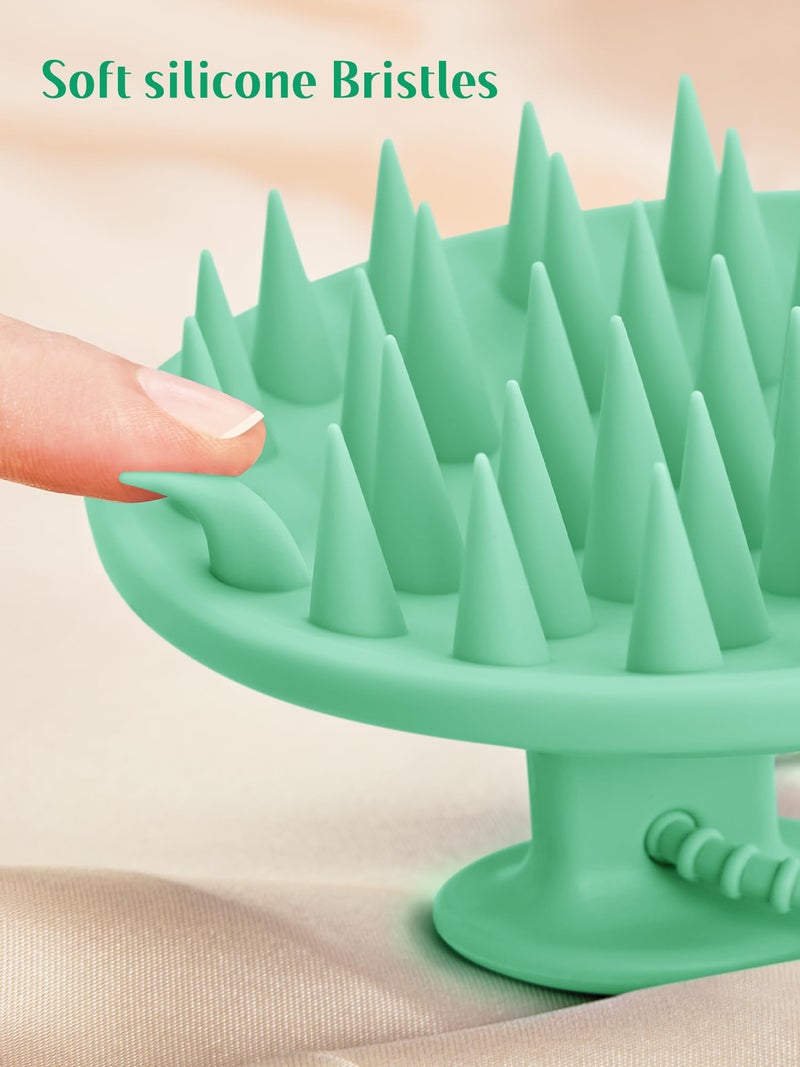 HEETA Scalp Massager Shampoo Brush with Silicone Bristles for Dandruff Removal Scalp Care & Hair Growth, Scalp Scrubber for All Hair Types, Head Massager Stress Relax, Upgraded Large Design,Green - Image 3