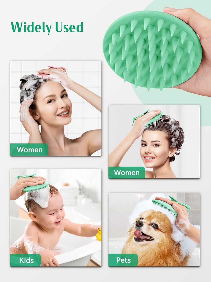 HEETA Scalp Massager Shampoo Brush with Silicone Bristles for Dandruff Removal Scalp Care & Hair Growth, Scalp Scrubber for All Hair Types, Head Massager Stress Relax, Upgraded Large Design,Green - Image 4