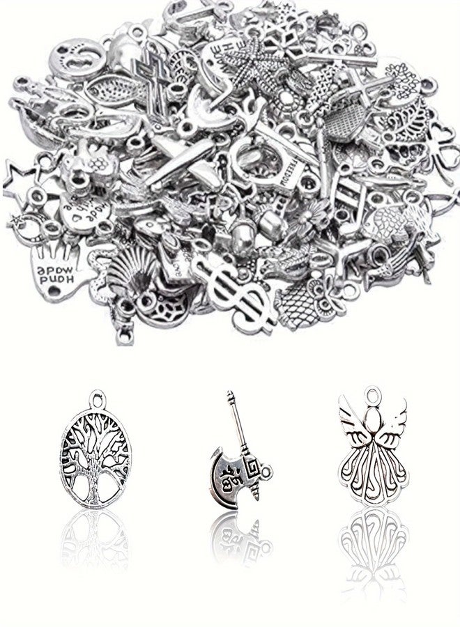 AebDerp Bulk Silver Jewelry Making Charms: 300 Pcs Metal Assorted Small Vintage Pendants for Earring Making,DIY Bracelet Necklace and Keychain,Tiny Charm Kids, Halloween Mini Supply,Graduation Hat Accessory - Image 2