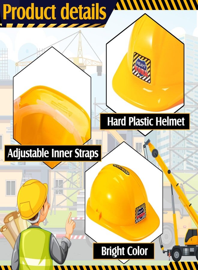 Cutecrop 6 Pcs Construction Hats Plastic Hard Hat Construction Worker Hat Helmet for Girl Boy Engineer Building Theme Party (Yellow) - Image 4